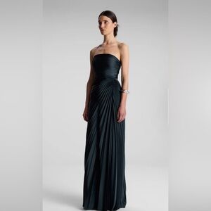 A.C.L. Bianca Strapless Pleated Maxi Dress, Forest green, Size 0